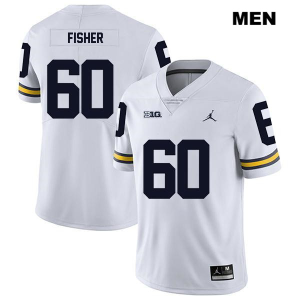 Men's NCAA Michigan Wolverines Luke Fisher #60 White Jordan Brand Authentic Stitched Legend Football College Jersey QJ25R53FT